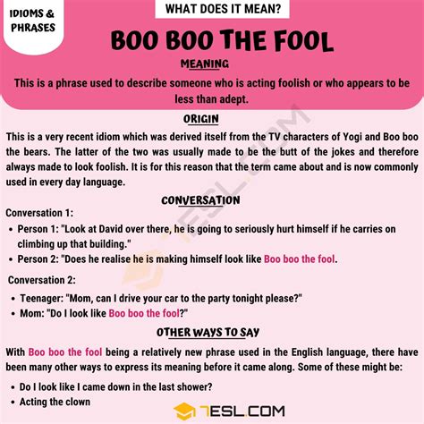 "Boo Boo the Fool" Meaning, Origin and Examples • 7ESL