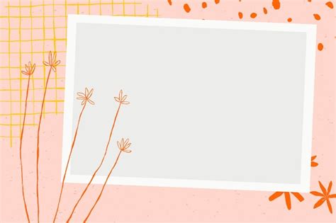 Free Vector | Floral picture frame vector with flower doodles on pink aesthetic background