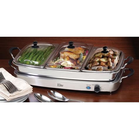 Elite® Triple Deluxe Buffet Server and Warming Tray - 212988, Kitchen Appliances at Sportsman's ...