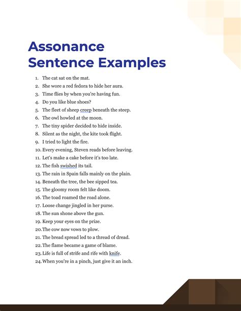 Assonance Sentence - 99+ Examples, PDF, Tips