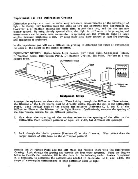 Experiment 15: The Diffraction Grating Diffraction gratings are used