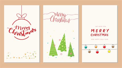 Christmas cards design set with Christmas tree, Vector illustration ...