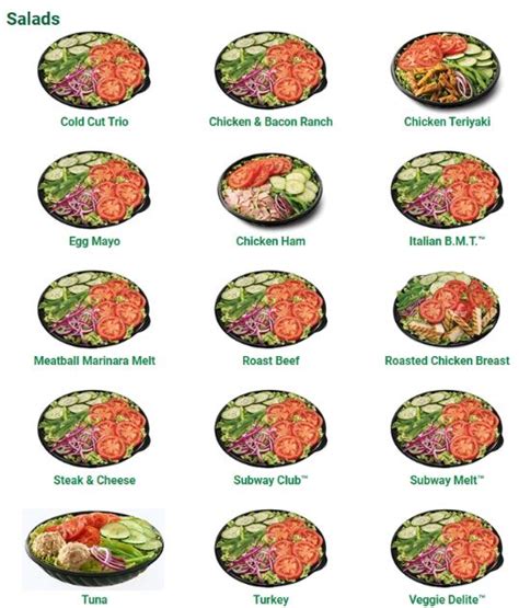 Subway Salads Menu And Prices 2023