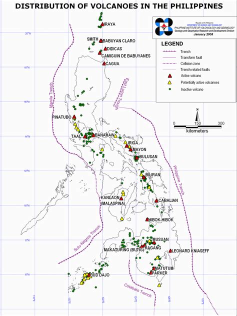 Distribution of volcanoes 2008 | Philippine map, Map, Volcano