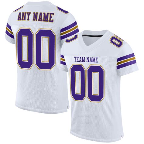 Custom White Purple-Old Gold Mesh Authentic Football Jersey – Fiitg