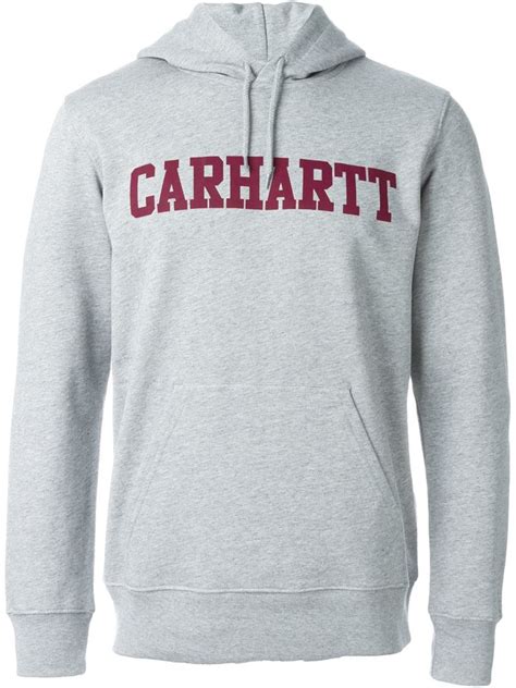 Carhartt Logo Print College Hoodie in Gray for Men | Lyst