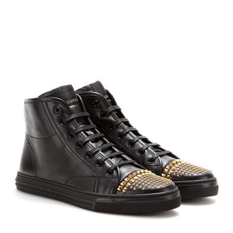 Gucci California Leather High-Top Sneakers in Black | Lyst