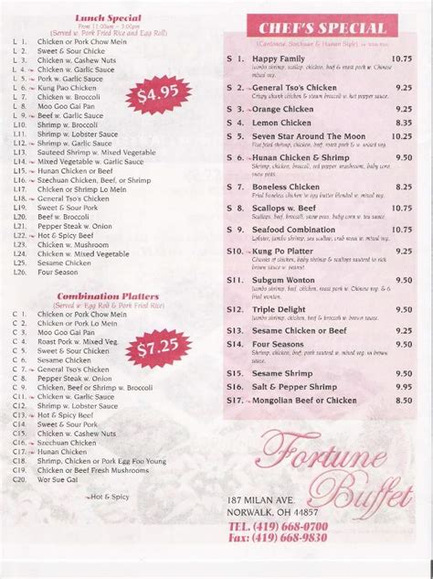 Menu of Fortune Buffet in Norwalk, OH 44857