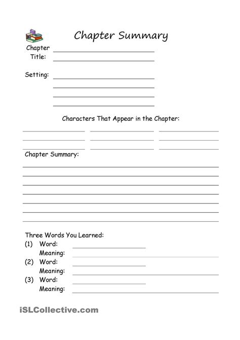 2nd Grade Book Summary Worksheet