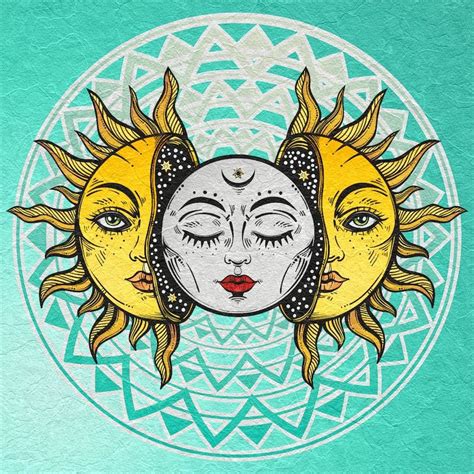 Recolor | Sun and moon drawings, Moon art, Hippie art