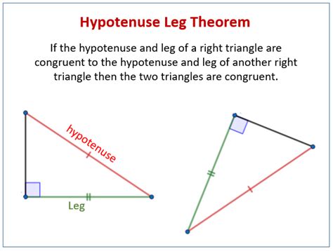 Congruent Triangles - Hypotenuse Leg Theorem (solutions, examples, videos)