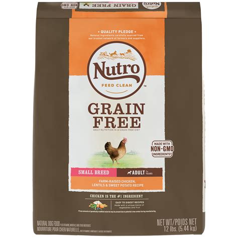 Nutro Adult Grain Free Farm-Raised Chicken, Lentils & Sweet Potato Dry Dog Food, 12 lb - Walmart ...