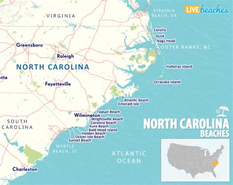 Map of Beaches in North Carolina - Live Beaches