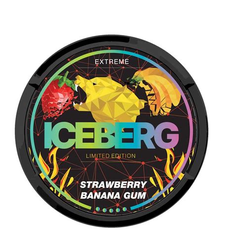 (Extremely Strong) Iceberg Strawberry Banana Gum | Nicotine Pouches | (The Pod Block) Limited ...