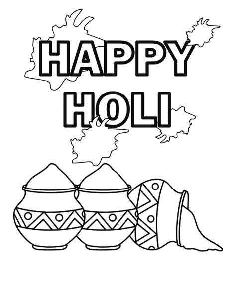 Happy Holi for Kids Coloring Page - Free Printable Coloring Pages