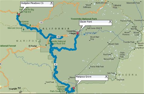 Hodgdon Meadow to Mariposa Grove Map