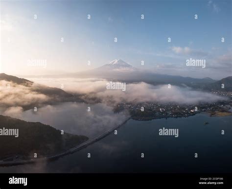 Aerial view of Lake Kawaguchiko, Japan Stock Photo - Alamy