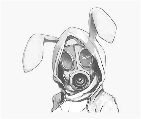 Gasmask Bunny Girl Ryeowook - Anime Gas Mask Drawing, HD Png Download ...