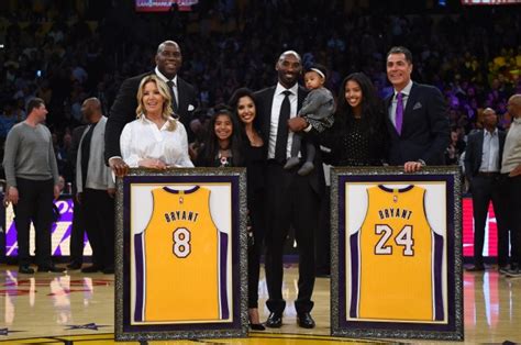 Photos: Kobe Bryant’s No. 8 and No. 24 jerseys retired during a ...