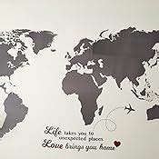 Amazon.com: TIMBER ARTBOX Large World Map Wall Art with Quotes – True Size World Map Decal for ...