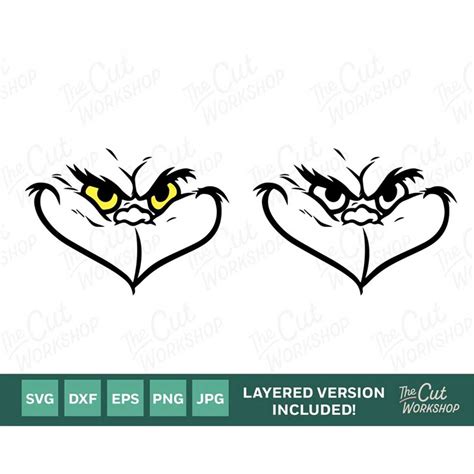 Grinch Smile Face | Layered SVG Clipart Images Digital Downl | Inspire Uplift