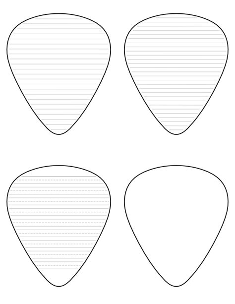 Free Printable Guitar Pick-Shaped Writing Templates