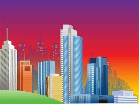 Cartoon City Skyline | City cartoon, City wallpaper, Landscape wallpaper