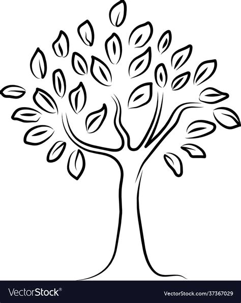 Tree clipart black line drawing Royalty Free Vector Image