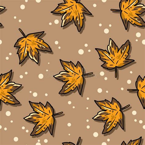 Cute Autumn Maple Leaves Cartoon Seamless Pattern. Fall Decoration Hand ...