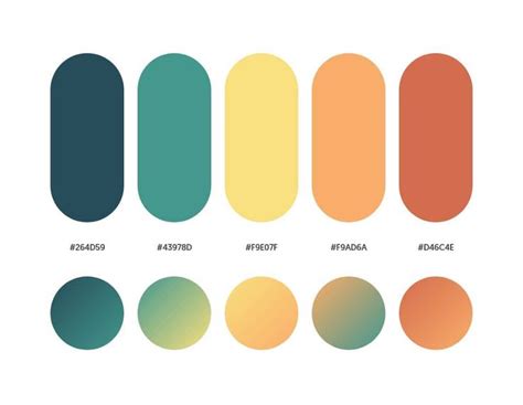 Green, yellow, orange color schemes & gradient palettes | Flat color palette, Gradient color ...