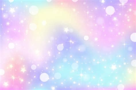 Premium Vector | Rainbow unicorn background Pastel wavy gradient color sky glitter and bokeh ...