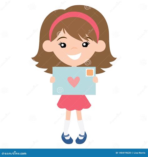 Vector Cute Pen Pal Girl with Envelope Illustration Stock Vector ...