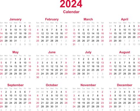 12 month calendar year 2024 on transparency background 13473642 PNG