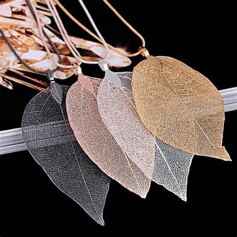 Skeleton Leaf Pendant in 2021 | Long pendant necklace, Necklace chain types, Fashion jewelry