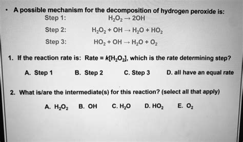 Solved . A possible mechanism for the decomposition of | Chegg.com