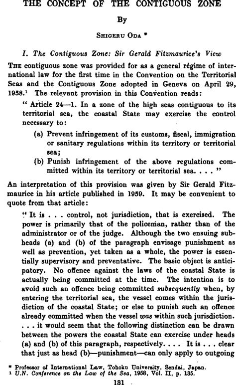 The Concept of the Contiguous Zone | International & Comparative Law ...