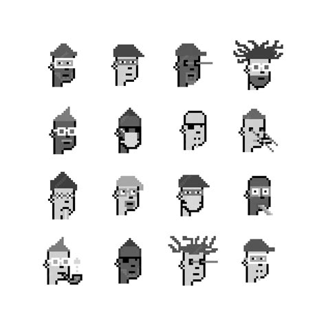 Premium Vector | Set of pixel art style characters