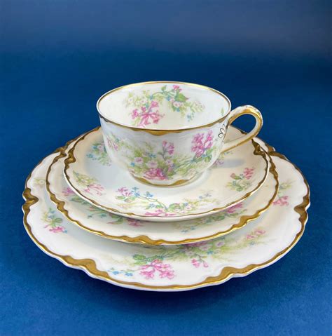 Antique Limoges Trio Tea Set. Floral Motif: Forget-me-nots, Honey Suckle, Roses. Rare Find ...