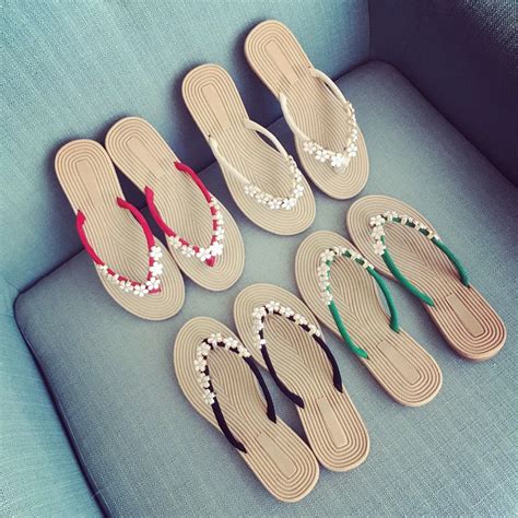 New Summer Flip-flops Women's Fashion Flower Beach Shoes Women's Flip-flops Toe Flat Casual ...