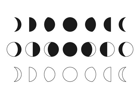 Vector set of moon phases. Moon silhouette icons 7005227 Vector Art at Vecteezy