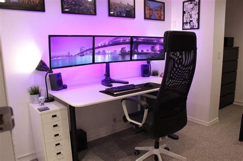 Black & White Bedroom Station … | Gaming setup, Game room design, Gaming desk