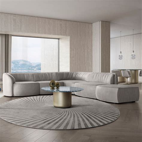 Deep sectional sofa - light grey leather - Natuzzi Italia - Furniture ...