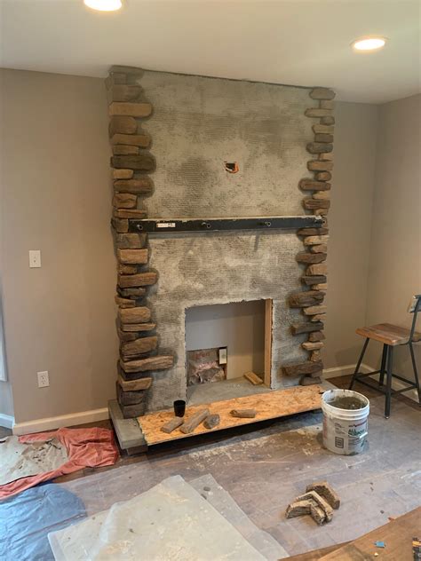 Stone Fireplace with Barn Wood Mantel DIY - Making A Space