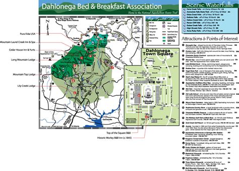 Map of Bed and Breakfast Inns of Dahlonega Association in North Georgia ...