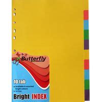 Butterfly A4 File Dividers Bright Board - 10 Tab | Buy Online in South ...