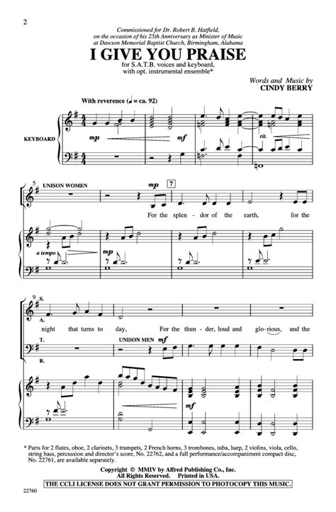 I Give You Praise (SATB ) by Cindy Berry| J.W. Pepper Sheet Music