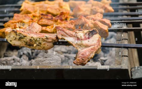 BBQ Lamb chops skewers on grill Stock Photo - Alamy