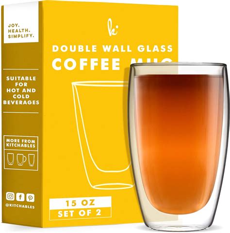 Kitchables Double Walled Glass Coffee Mugs Set of 2, Nepal | Ubuy