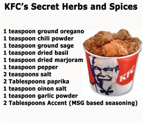 KFC secret herbs & spices | Food | Pinterest