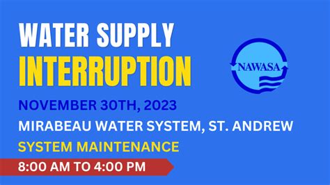 NAWASA Supply Interruption Notice – Mirabeau Water Treatment Plant ...